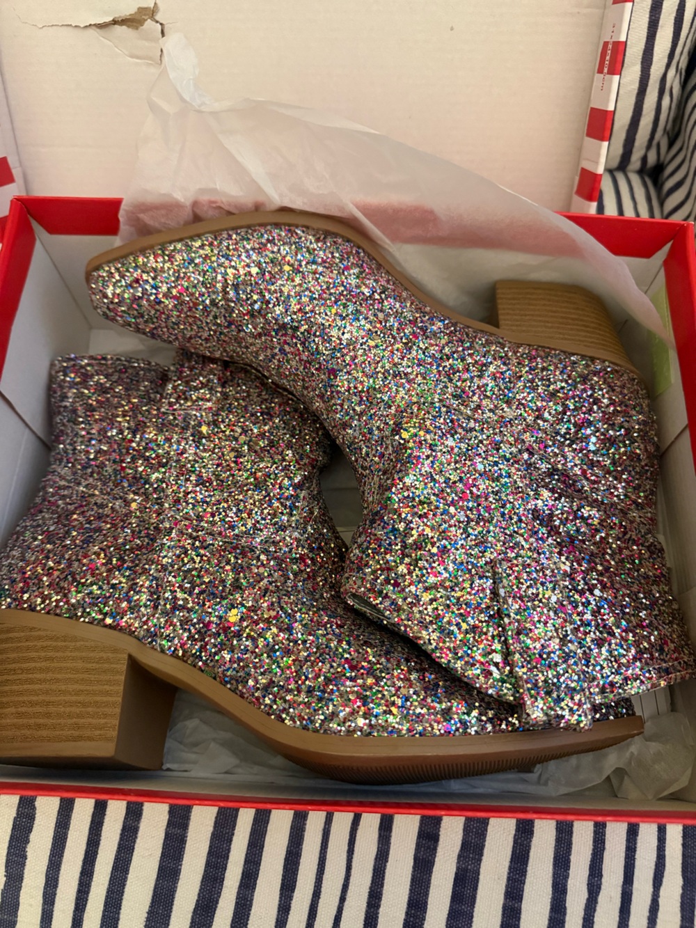 Rainbow Glitter Multicolor Ankle Boots